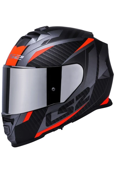 LS2 Storm 2 Racer Turuncu Kapalı Motosiklet Kaskı Gri Camlı ürün görseli 1
