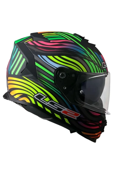 LS2 Storm 2 Power Mat Siyah-gökkuşağı Kask - Resim 4
