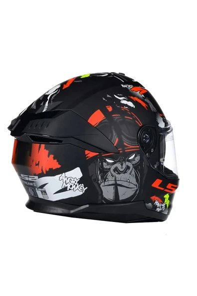 LS2 Stream 2 Angry Monkey Kapalı Kask Mat Siyah-kırmızı - Resim 4