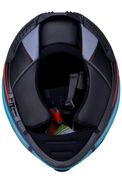 LS2 Storm 2 Slant Mat Mavi Turuncu Kask - Resim 5