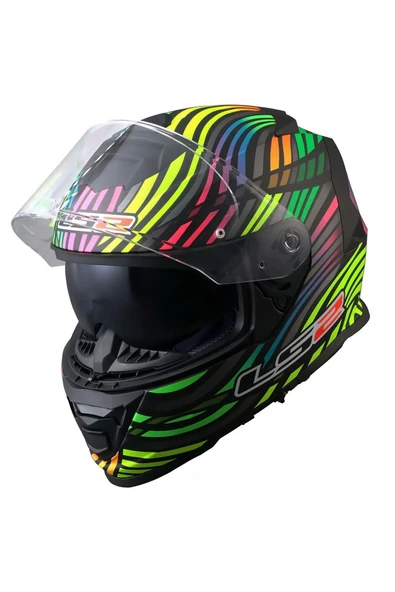 LS2 Storm 2 Power Mat Siyah-gökkuşağı Kask - Resim 7
