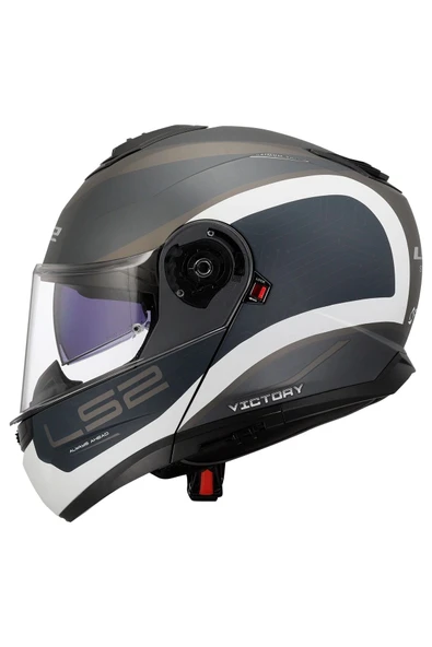 LS2 Strobe 2 Vıctory Mat Gri-mavi-kum Kask - Resim 2