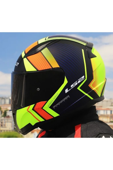 LS2 RAPID 2 EXTRA MAT NEON SARI FULLFACE MOTOSİKLET KASKI SİYAH CAMLI + Şeffaf Camlı ürün görseli 1