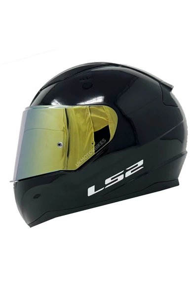 LS2 Rapıd 2 Parlak Siyah Fullface Motosiklet Kaskı Gold Camlı + Şeffaf Camlı ürün görseli 1