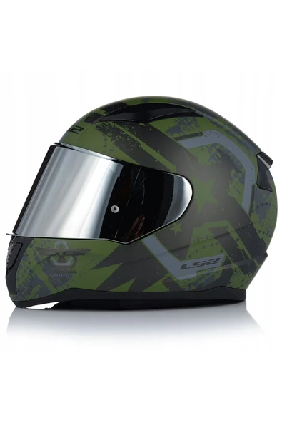 LS2 RAPID II THUNDER BIRDS MAT YEŞİL MOTOSİKLET KASKI GRİ CAMLI + Şeffaf Camlı ürün görseli 1