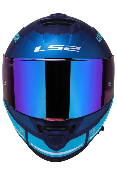 LS2 Storm 2 Slant Mat Mavi Turuncu Kask - Resim 4