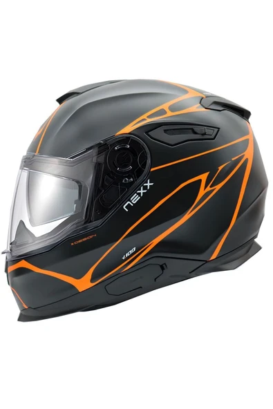 Nexx Y.100 B-side Kapalı Motosiklet Kask Mat Siyah Turuncu ürün görseli 1