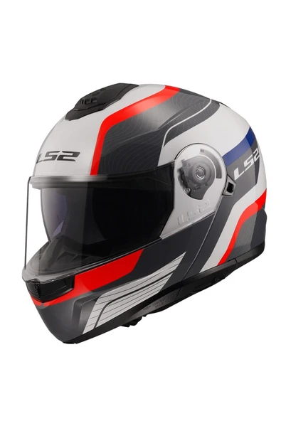 LS2 Strobe 2 Çene Açılır Kask Monza Siyah Beyaz Kırmızı ürün görseli 1