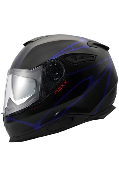 Nexx Y.100 B-side Kapalı Motosiklet Kask Mat Siyah Mavi ürün görseli 1