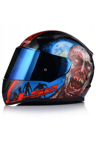 LS2 Rapıd 2 Zombıe Fullface Motosiklet Kaskı Mavi Camlı + Şeffaf Camlı ürün görseli 1