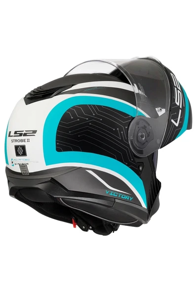 LS2 Strobe 2 Vıctory Mat Tıtanıum-beyaz-metal Mavi Kask - Resim 7