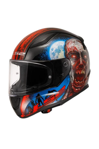 LS2 Rapıd 2 Zombıe Kapalı Kask Siyah - Kırmızı ürün görseli 1