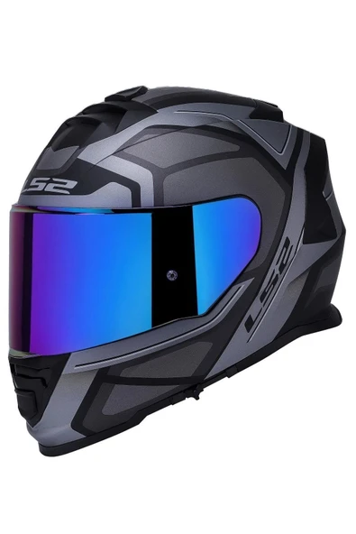 LS2 Storm 2 Faster Tıtanıum Fullface Motosiklet Kaskı Gökkuşağı Camlı ürün görseli 1