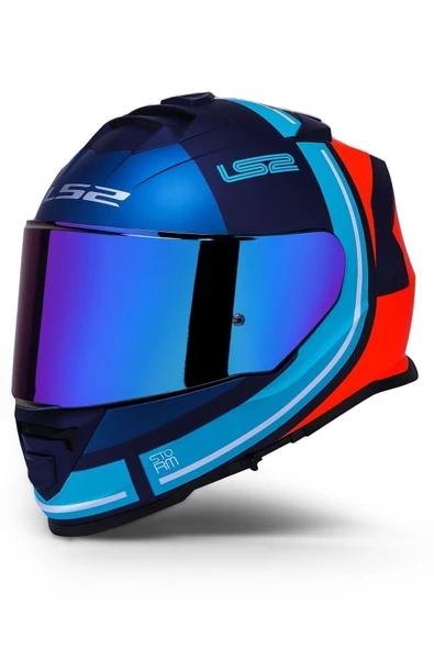 LS2 Storm 2 Slant Mat Mavi Turuncu Kask - Resim 2
