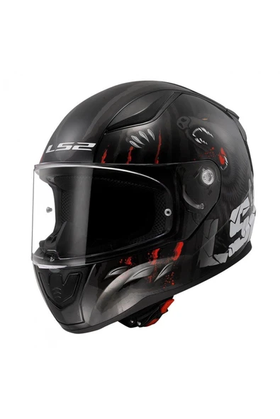 LS2 Rapıd 2 Clawn Kapalı Kask Mat Siyah-gri-kırmızı ürün görseli 1