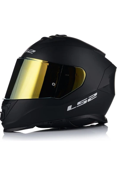 LS2 Storm 2 Mat Siyah Kapalı Motosiklet Kaskı Gold Camlı ürün görseli 1