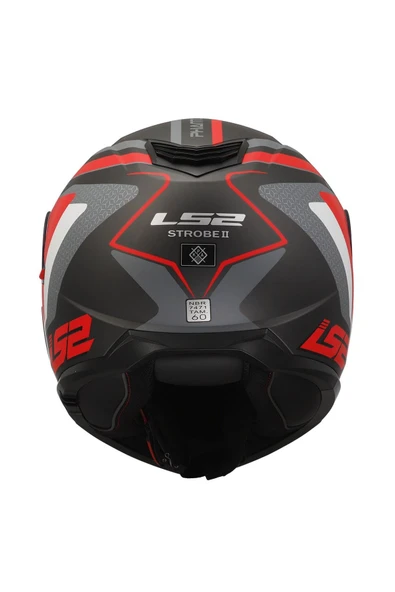 LS2 Strobe 2 Çene Açılır Kask Phantom Mat Tıtanıum Gri Kırmızı - Resim 5
