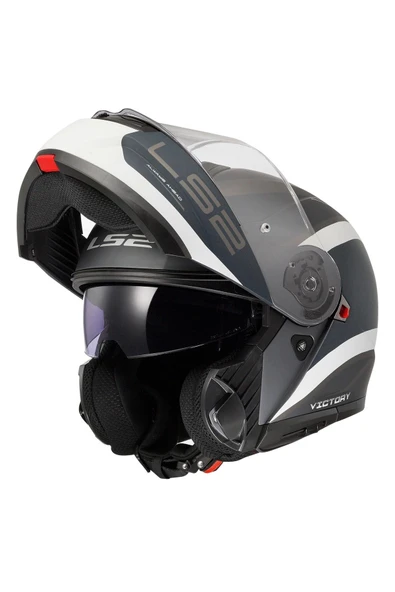 LS2 Strobe 2 Vıctory Mat Gri-mavi-kum Kask - Resim 6
