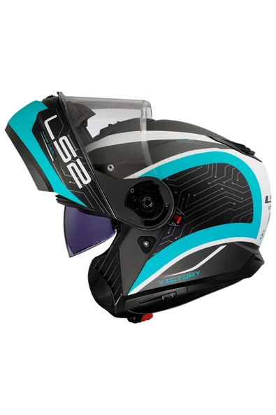 LS2 Strobe 2 Vıctory Mat Tıtanıum-beyaz-metal Mavi Kask - Resim 6