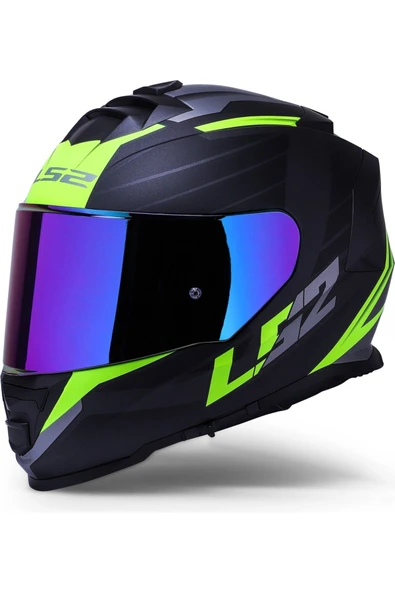 LS2 Storm 2 Nerve Neon Sarı  Kapalı Motosiklet Kaskı Gökküşağı Camlı ürün görseli 1