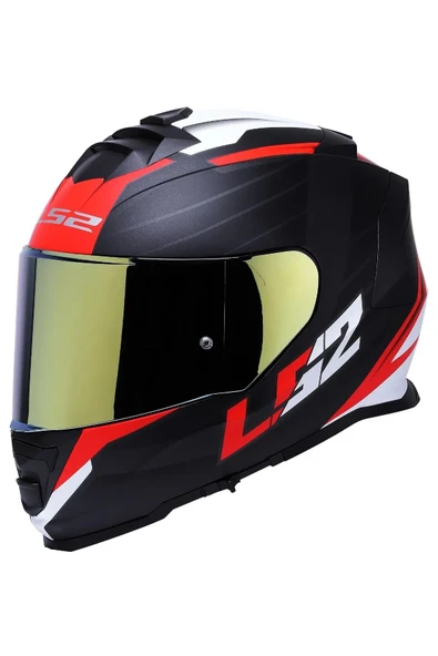 LS2 Storm 2 Nerve Kırmızı  Full Face  Motosiklet Kaskı Gold Camlı ürün görseli 1