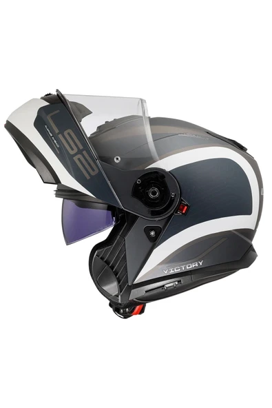 LS2 Strobe 2 Vıctory Mat Gri-mavi-kum Kask - Resim 7
