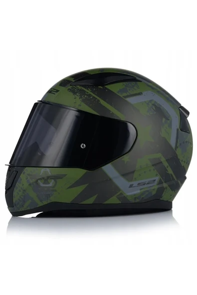 LS2 RAPID II THUNDER BIRDS MAT YEŞİL MOTOSİKLET KASKI SİYAH CAMLI + Şeffaf Camlı ürün görseli 1