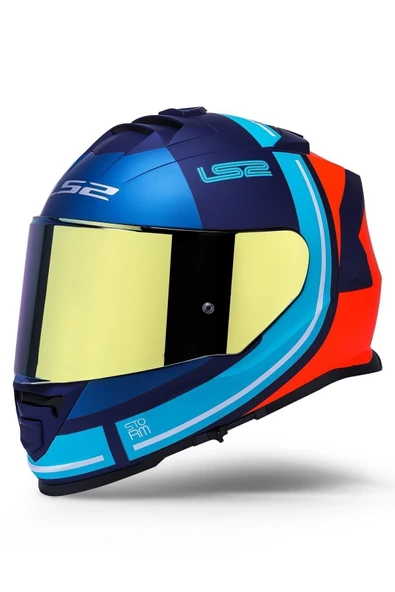 LS2 Storm 2 Slant Mat Mavi Turuncu Kask - Resim 2