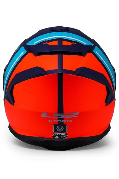 LS2 Storm 2 Slant Mat Mavi Turuncu Kask - Resim 5