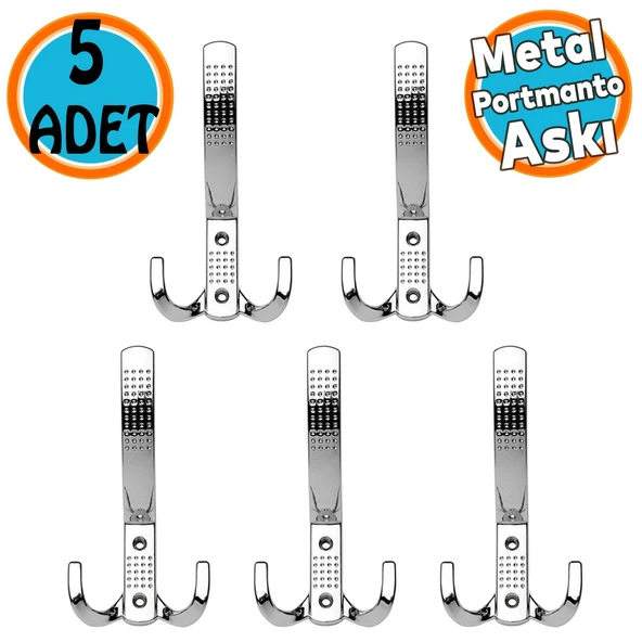 (5 ADET) Metal Krom Portmanto Mobilya Vestiyer Duvar Dolap Elbise Kıyafet Askısı Askılığı Askılık ürün görseli 1