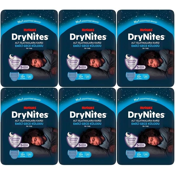 Drynites Emici Gece Külodu/Külot Bez Erkek 13+ Yaş (48-60KG) X Large 120 Adet Mega Pk (6PK*20) ürün görseli 1