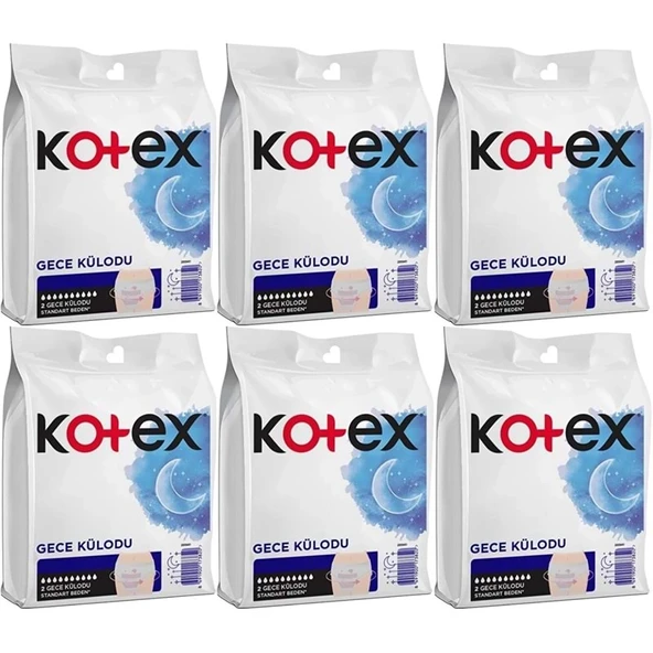 Kotex Gece Külodu / Külot Standart Beden Yoğun ReGl Dönemine Özel 12 Li Set 6PK*2 ürün görseli 1