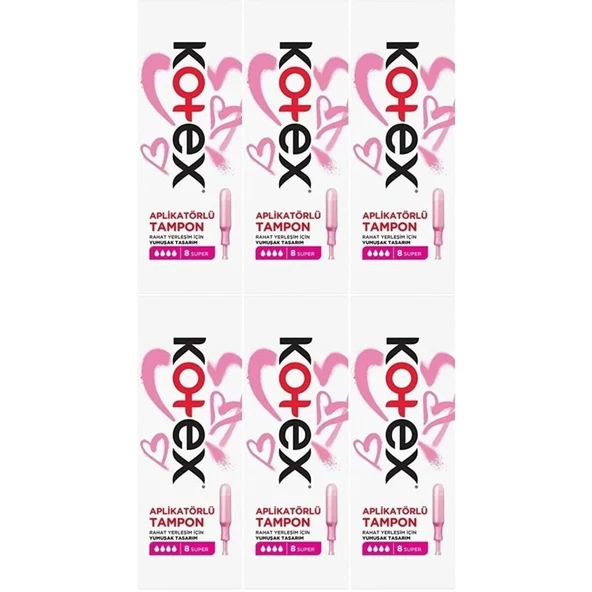 Kotex Aplikatörlü Tampon Süper 48 Li Set (6PK*8) ürün görseli 1