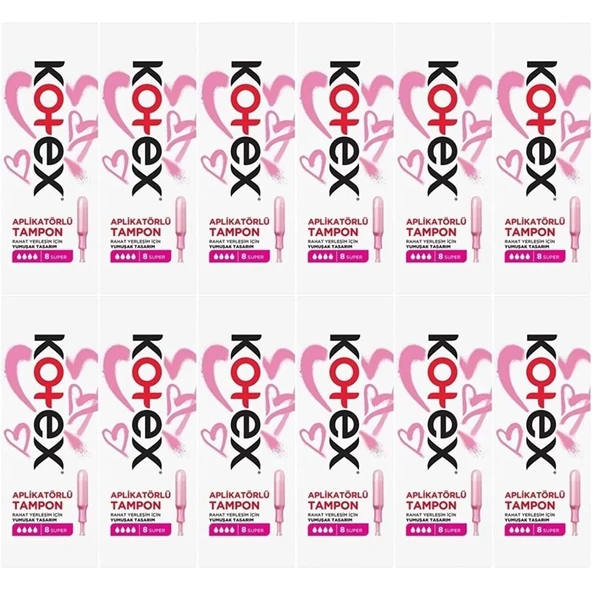 Kotex Aplikatörlü Tampon Süper 96 Lı Set (12PK*8) ürün görseli 1