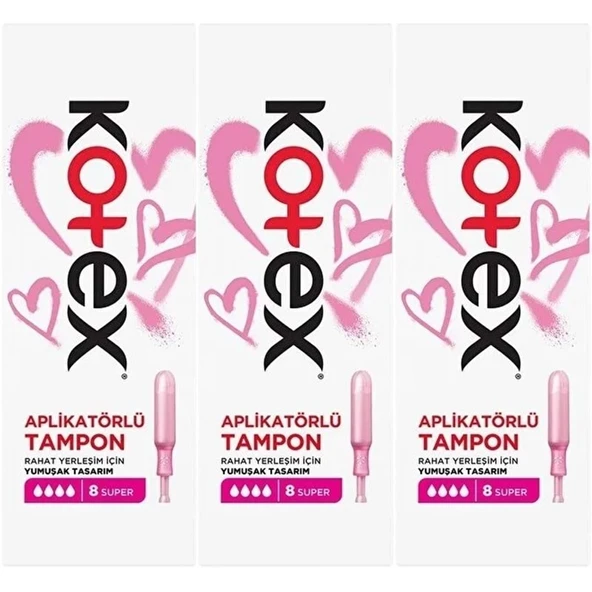 Kotex Aplikatörlü Tampon Süper 24 Lü Set (3PK*8) ürün görseli 1