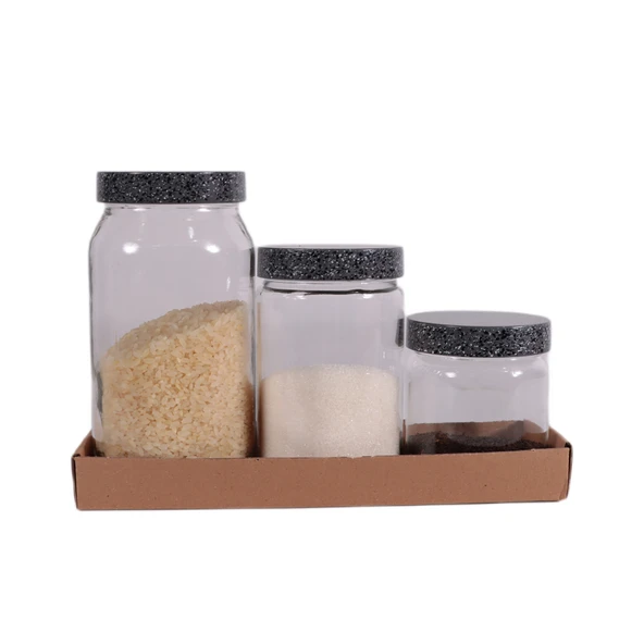Herevin 139357-810 Granit Desenli Kavanoz Seti 3'lü (425-660-1000 ml) ürün görseli 1