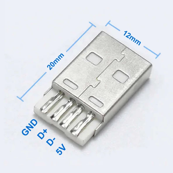 USB Type A Erkek Soket  Lehimlenebilir 4 Pin Diy Tip A Elektronik Devre Cihaz Usb 2.0 Port Haberleşme Konnektör Adaptör ürün görseli 1