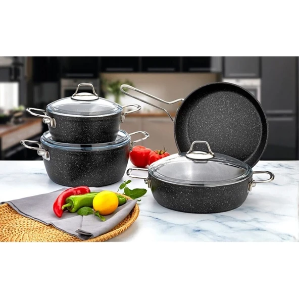 EVIMSARAY S-9108 VITELLA GRANİT SET 7 PRÇ SİYAH ürün görseli 1