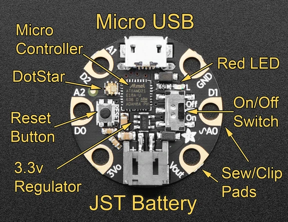 GEMMA M0 Adafruit ATSAMD21E18 Development Board  SAM D ARM Cortex-M0+ 32-Bit Embedded Evaluation Board - Resim 5