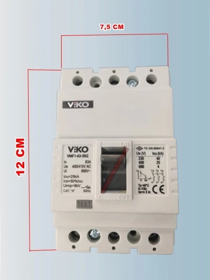 VİKO VMF1-63  3x63A Sabit Termik Kompakt Şalter 25kA ürün görseli 1