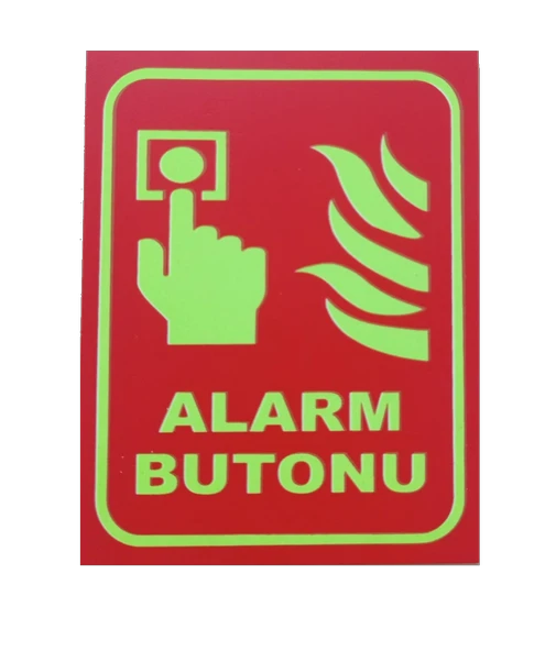 13x10 cm Fosforlu Alarm Buton Levhası ürün görseli 1