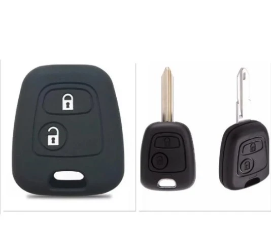 Peugeot 206 207 Citröen C2 C4 Uyumlu 2 Tuşlu Silikon Anahtar Koruma SİYAH 1 ADET ürün görseli 1