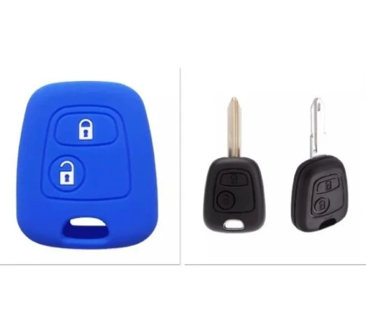 Peugeot 206 207 Citröen C2 C4 Uyumlu 2 Tuşlu Silikon Anahtar Koruma Kılıfı MAVİ ürün görseli 1