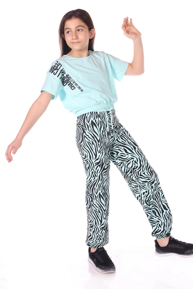 Toontoy Kız Çocuk Only I Can Yazılı Zebra Baskılı Eşofman Takım ürün görseli 1