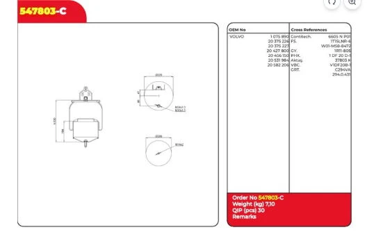 VOLVO SÜSPANSIYON KÖRÜGÜ KOMPLE 21961374 ürün görseli 1