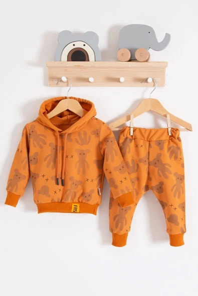 Cool Bear Kapüşonlu % 100 Pamuk Erkek Bebek Takımı ürün görseli 1
