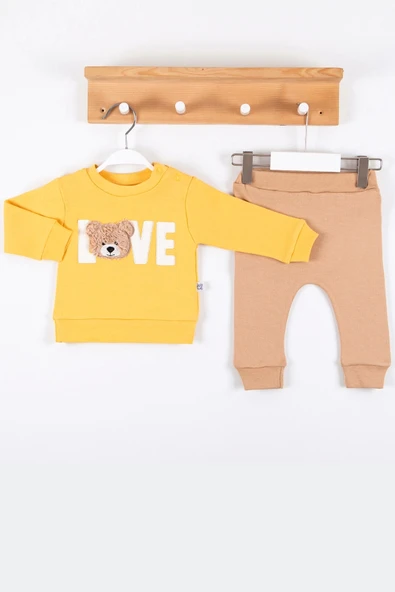Bear Love Nakışlı % 100 Pamuklu 2'li Erkek Takım ürün görseli 1
