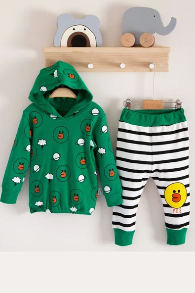 Civciv Desenli 2'li % 100 Pamuk Erkek Bebek Takımı ürün görseli 1