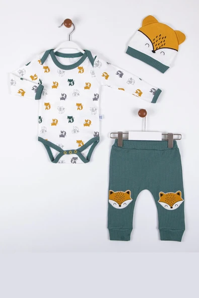 Little Fox Desenli 3'lü % 100 Pamuklu Erkek Takım ürün görseli 1