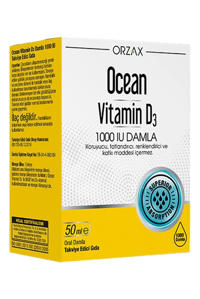 Orzax Ocean Vitamin D3 1000 IU Damla 50 ml ürün görseli 1